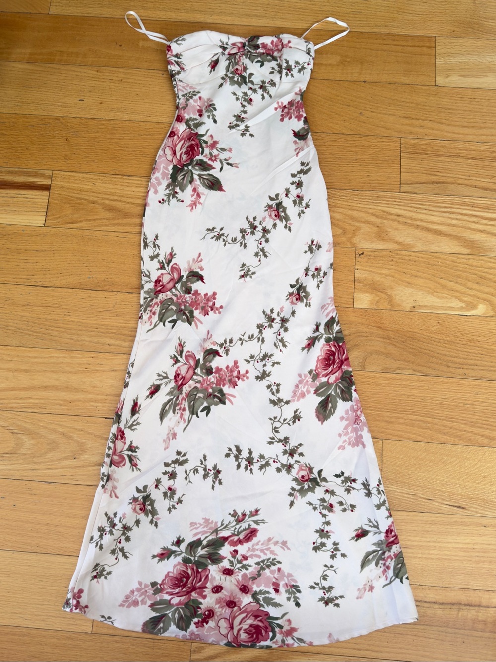Princess Polly White Maxi Dress with Pink Floral Print